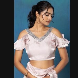 Pink Puff Sleeve Crop Blouse